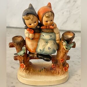 Vintage Hummel Collectible Figurine: "Coquettes”, Two Girls on the Fence, Goebel
